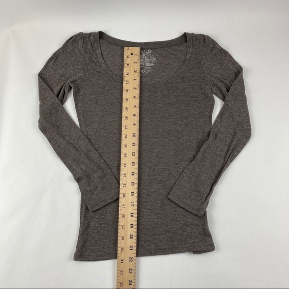Poof Tshirt Womens Medium Gray Round Neck Long Sleeve Lightweight - Picture 4 of 7